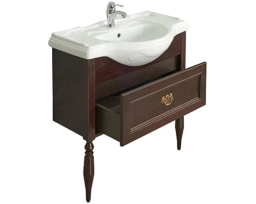 Приобрести Тумба с раковиной дуб тёмный шоколад 105,5 см Roca America Evolution L ZRU9302944 + 327205000 в магазине сантехники Santeh-Crystal.ru