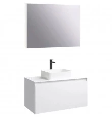 Комплект мебели белый глянец 100 см Aqwella 5 Stars Mobi MOB0110W + MOB0710W + 641945 + SM0210