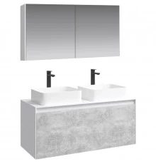 Комплект мебели белый глянец/ бетон светлый 120 см Aqwella 5 Stars Mobi MOB0112W + MOB0712BS + 4640021064269 + 4640021064269 + MOB0412 + MOB0717W