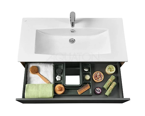 Заказать Комплект мебели графит софт/дуб веллингтон 100,5 см Акватон Сохо 1A258201AJA00 + 1WH501627 + 1A258302AJA0L в магазине сантехники Santeh-Crystal.ru