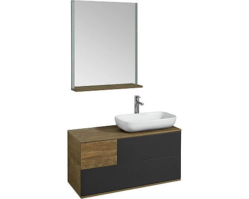 Приобрести Комплект мебели дуб кантри/антрацит 105 см Акватон Терра 1A246901TEKA0 + 1AX169WBXX000 + 1A247002TEDY0 в магазине сантехники Santeh-Crystal.ru