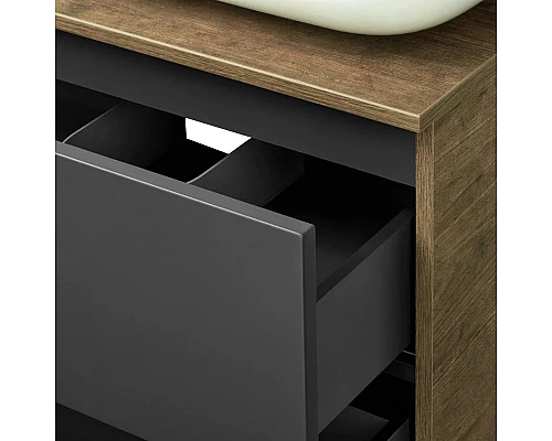 Приобрести Комплект мебели дуб кантри/антрацит 105 см Акватон Терра 1A246901TEKA0 + 1AX169WBXX000 + 1A247002TEDY0 в магазине сантехники Santeh-Crystal.ru