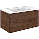 Купить Тумба с раковиной темный дуб 100 см Vincea Paola VMC-2P100RW + VCB-2VP100W в магазине сантехники Santeh-Crystal.ru