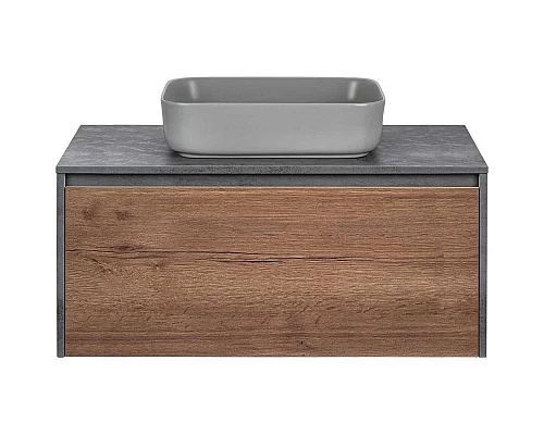 Купить Тумба с раковиной дуб табачный/бетон 100 см Vincea Mesa VMC-2MS100TB + VBS-105MG в магазине сантехники Santeh-Crystal.ru