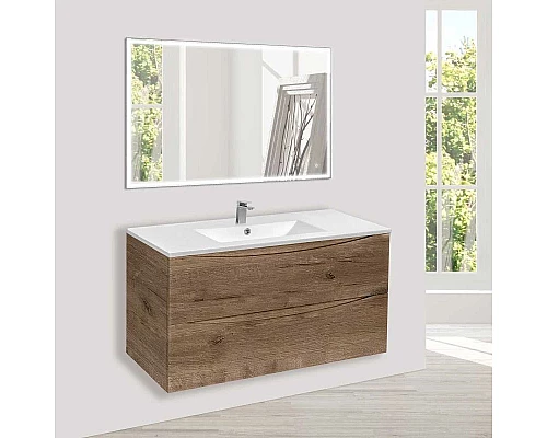 Приобрести Тумба с раковиной дуб винтаж 101,5 см Vincea Mia VMC-2MC100VO + VBS-13100 в магазине сантехники Santeh-Crystal.ru