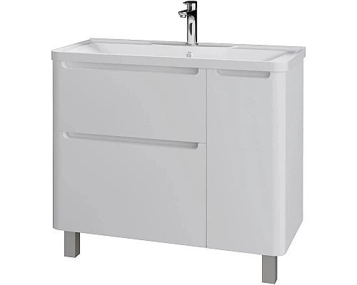 Купить Тумба с раковиной белый глянец 90,1 см Grossman Адель 109004 + 4627173210256 в магазине сантехники Santeh-Crystal.ru