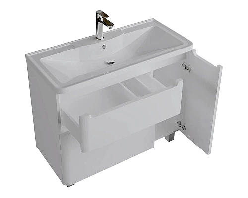 Купить Тумба с раковиной белый глянец 90,1 см Grossman Адель 109004 + 4627173210256 в магазине сантехники Santeh-Crystal.ru