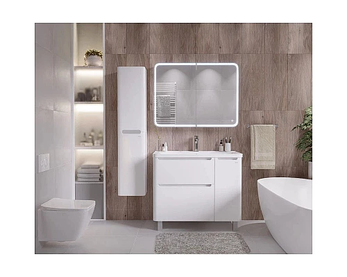 Купить Тумба с раковиной белый глянец 90,1 см Grossman Адель 109004 + 4627173210256 в магазине сантехники Santeh-Crystal.ru