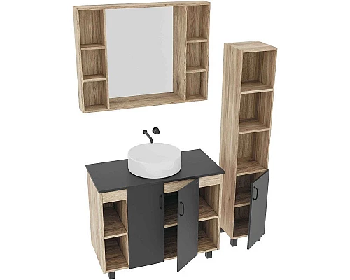 Заказать Тумба с раковиной дуб сонома/серый матовый 97,6 см Grossman Флай 101002 + 501002 + GR-3013 в магазине сантехники Santeh-Crystal.ru