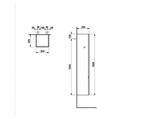 Купить Пенал правосторонний белый матовый Laufen Pro 4.8312.2.095.463.1 в магазине сантехники Santeh-Crystal.ru