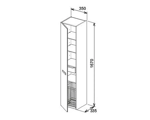 Купить Пенал левосторонний с корзиной белый матовый/белое матовое стекло KEUCO Royal Universe 32731270001 в магазине сантехники Santeh-Crystal.ru