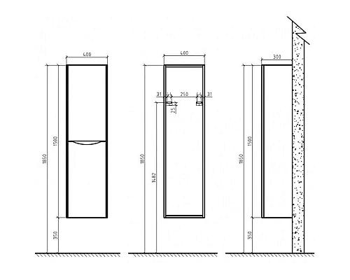Заказать Пенал подвесной правый белый глянец BelBagno Ancona-N ANCONA-N-1500-2A-SC-BL-R в магазине сантехники Santeh-Crystal.ru