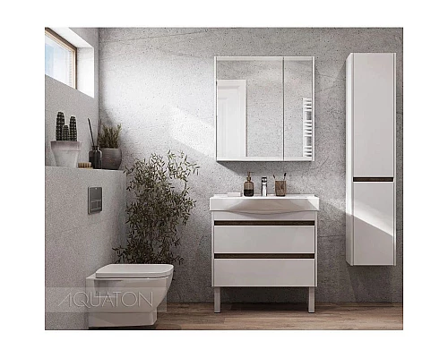 Заказать Пенал подвесной белый глянец/дуб эндгрейн L Акватон Нортон 1A249403NT01L в магазине сантехники Santeh-Crystal.ru