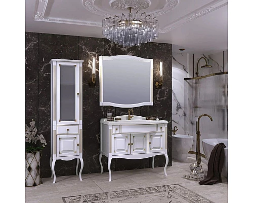 Купить Пенал напольный белый золотая патина L Opadiris Лаура Z0000006525 в магазине сантехники Santeh-Crystal.ru