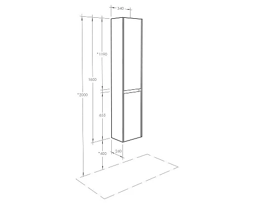 Купить Пенал подвесной белый глянец/дуб эндгрейн R Акватон Нортон 1A249403NT01R в магазине сантехники Santeh-Crystal.ru