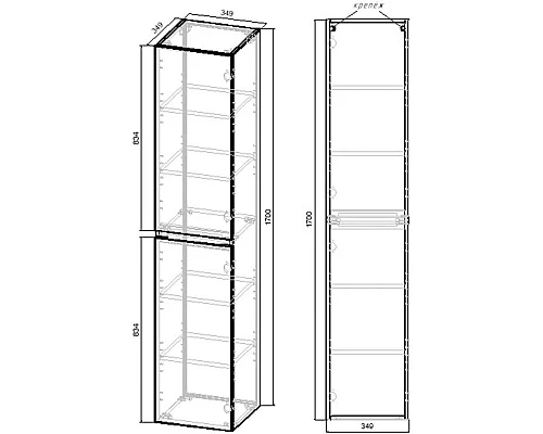 Купить Пенал подвесной темный дуб L/R Vincea Fine VSC-2NF170RW в магазине сантехники Santeh-Crystal.ru