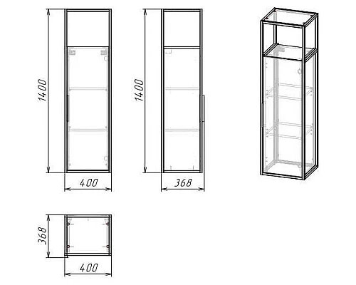 Заказать Пенал подвесной шанико/черный L/R Grossman Лофт 304002 в магазине сантехники Santeh-Crystal.ru