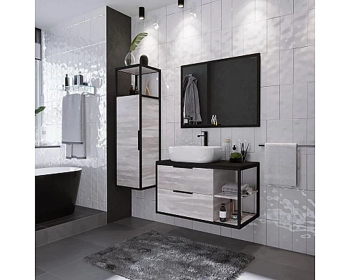 Заказать Пенал подвесной шанико/черный L/R Grossman Лофт 304002 в магазине сантехники Santeh-Crystal.ru