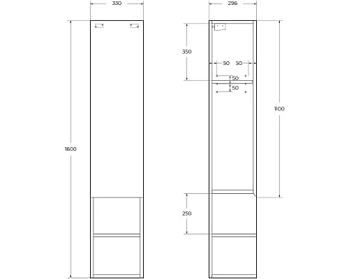 Заказать Пенал подвесной Rovere Tabacco BelBagno Kraft KRAFT-1600-1A-SC-RT-R в магазине сантехники Santeh-Crystal.ru