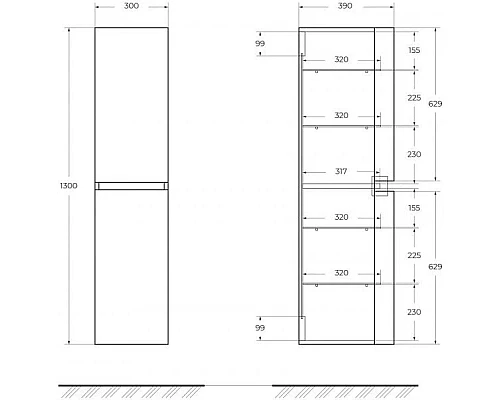 Купить Пенал подвесной Grigio Lucido L/R Cezares Vague 54857 в магазине сантехники Santeh-Crystal.ru