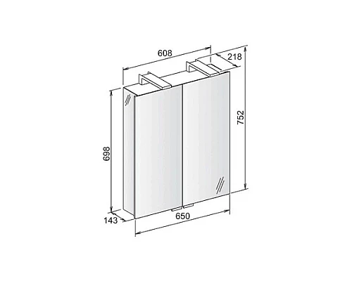 Купить Зеркальный шкаф со светодиодной подсветкой 65х75 Keuco Royal Universe 12702171301 в магазине сантехники Santeh-Crystal.ru