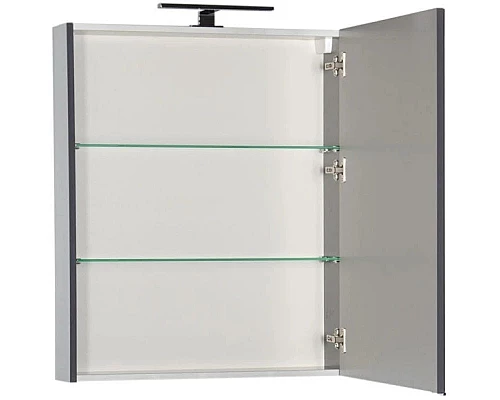 Купить Зеркальный шкаф 70х85 см серый антрацит Aquanet Алвита 00183990 в магазине сантехники Santeh-Crystal.ru