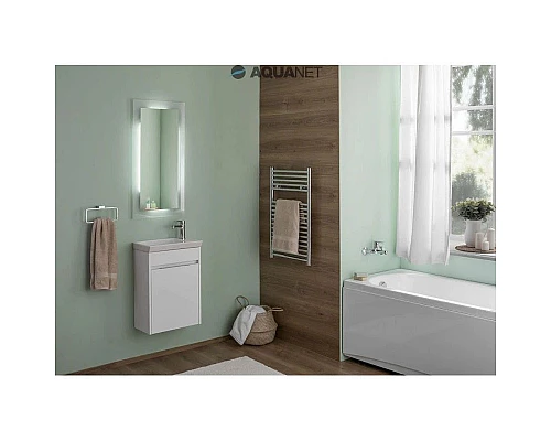 Купить Зеркало 45х90 см с подсветкой алюминий Aquanet Нота 00159094 в магазине сантехники Santeh-Crystal.ru