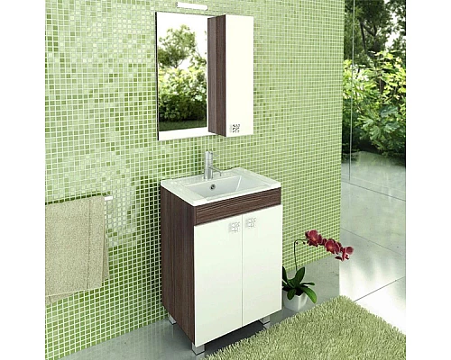 Приобрести Зеркальный шкаф 60х70 см дуб солсбери/белый глянец Comforty Рио 00003126981 в магазине сантехники Santeh-Crystal.ru