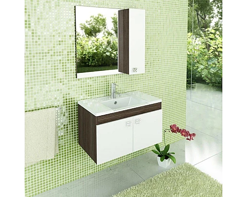 Заказать Зеркальный шкаф 79,6х75 см дуб солсбери/белый глянец Comforty Рио 00003126982 в магазине сантехники Santeh-Crystal.ru