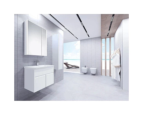 Купить Зеркальный шкаф 77,8х81 см белый глянец Roca Up ZRU9303017 в магазине сантехники Santeh-Crystal.ru