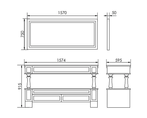 Купить Зеркало 157х75 см слоновая кость серебряная патина Atoll Джулия в магазине сантехники Santeh-Crystal.ru