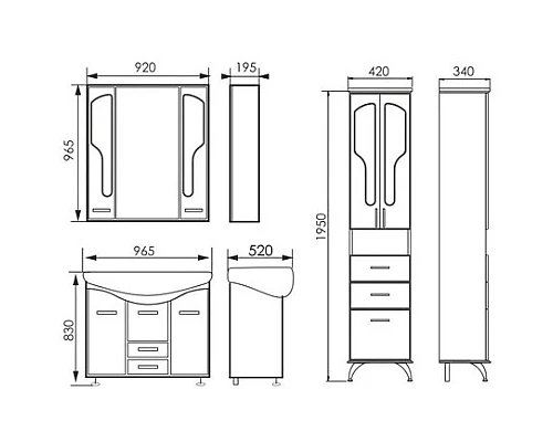Купить Зеркальный шкаф 92х96,5 см белое дерево медная патина Atoll Барселона в магазине сантехники Santeh-Crystal.ru