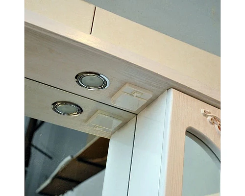 Купить Зеркальный шкаф 92х96,5 см белое дерево медная патина Atoll Барселона в магазине сантехники Santeh-Crystal.ru