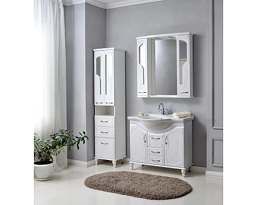 Заказать Зеркальный шкаф 92х96,5 см белый глянец Atoll Барселона в магазине сантехники Santeh-Crystal.ru