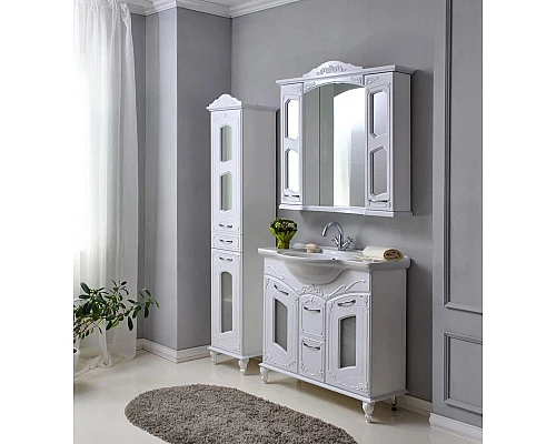 Приобрести Зеркальный шкаф 79х97,5 см белый глянец Atoll Мастер и Маргарита в магазине сантехники Santeh-Crystal.ru