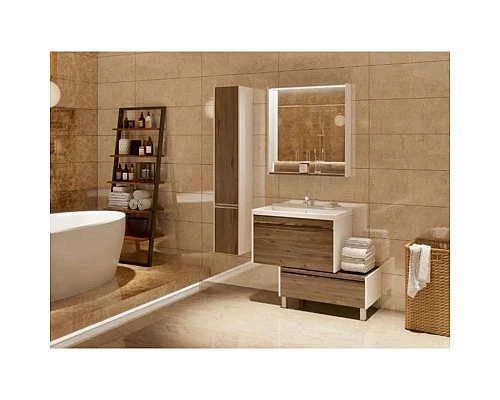 Купить Зеркало белый глянец/таксония темная 80х85 см Акватон Капри 1A230402KPDB0 в магазине сантехники Santeh-Crystal.ru