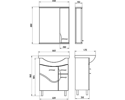 Купить Зеркальный шкаф 65х80 см белый ясень R ASB-Mebel Альфа в магазине сантехники Santeh-Crystal.ru
