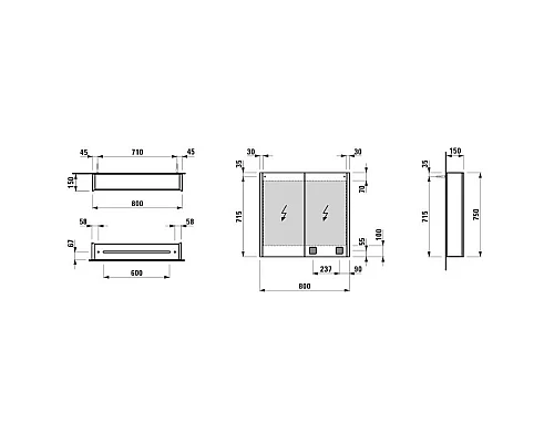 Заказать Зеркальный шкаф 80х75 см Laufen Frame 25 4.0850.3.900.144.1 в магазине сантехники Santeh-Crystal.ru
