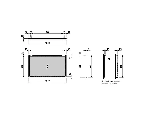 Заказать Зеркало 120х70 см Laufen Frame 25 4.4740.7.900.144.1 в магазине сантехники Santeh-Crystal.ru