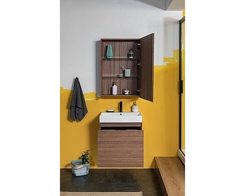 Купить Зеркальный шкаф 60х87,3 см орех R Aquanet Нью-Йорк 00203951 в магазине сантехники Santeh-Crystal.ru