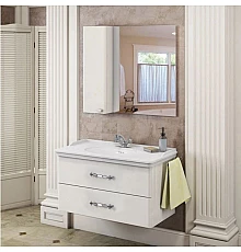 Зеркальный шкаф 100х80 см белый глянец Comforty Неаполь 00004139023