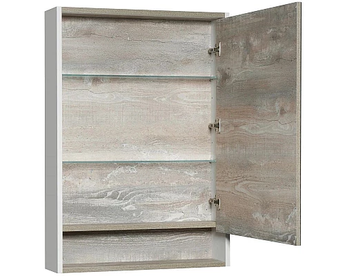 Приобрести Зеркальный шкаф белый глянец/бетон пайн 60х85 см Акватон Капри 1A230302KPDA0 в магазине сантехники Santeh-Crystal.ru