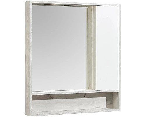 Купить Зеркальный шкаф 80х91 см белый глянец/дуб крафт Акватон Флай 1A237702FAX10 в магазине сантехники Santeh-Crystal.ru
