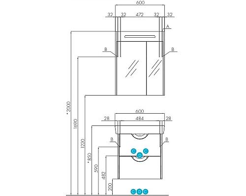 Заказать Зеркальный шкаф дуб фьорд 60х78 см Акватон Сильва 1A216202SIW60 в магазине сантехники Santeh-Crystal.ru