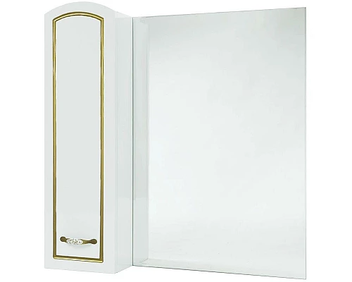 Приобрести Зеркальный шкаф 78х80 см белый глянец золотая патина L Bellezza Амелия 4610313002385 в магазине сантехники Santeh-Crystal.ru