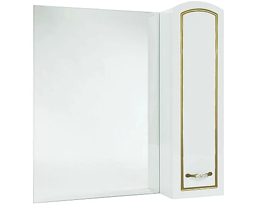 Приобрести Зеркальный шкаф 78х80 см белый глянец золотая патина R Bellezza Амелия 4610313001388 в магазине сантехники Santeh-Crystal.ru