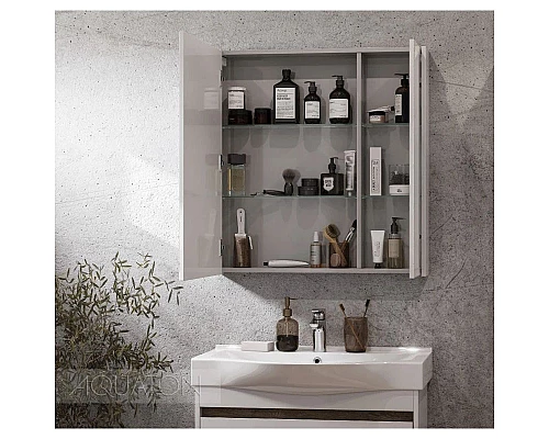 Купить Зеркальный шкаф 80х81 см белый глянец L Акватон Нортон 1A249202NT010 в магазине сантехники Santeh-Crystal.ru