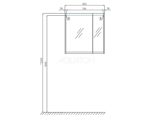 Купить Зеркальный шкаф 80х81 см белый глянец L Акватон Нортон 1A249202NT010 в магазине сантехники Santeh-Crystal.ru