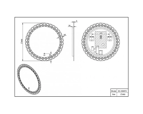 Приобрести Зеркало 68х68 см Esbano ES-3599 FD в магазине сантехники Santeh-Crystal.ru