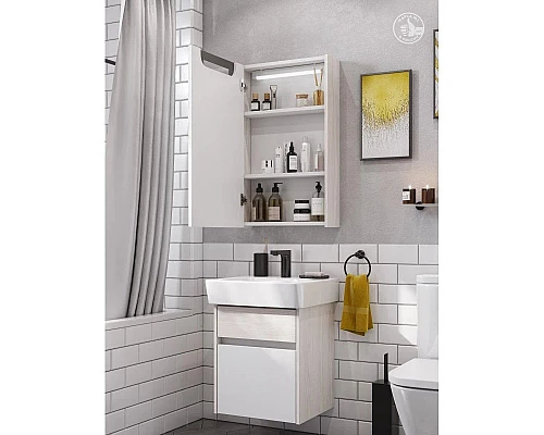 Приобрести Зеркальный шкаф 50х81 см ясень фабрик L Акватон Верди 1A195802VDAV0 в магазине сантехники Santeh-Crystal.ru